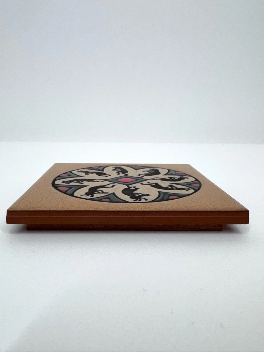 Teissedre Native Dancing Horn Circle Ceramic Coaster, Trivet, Wall Hang Optional